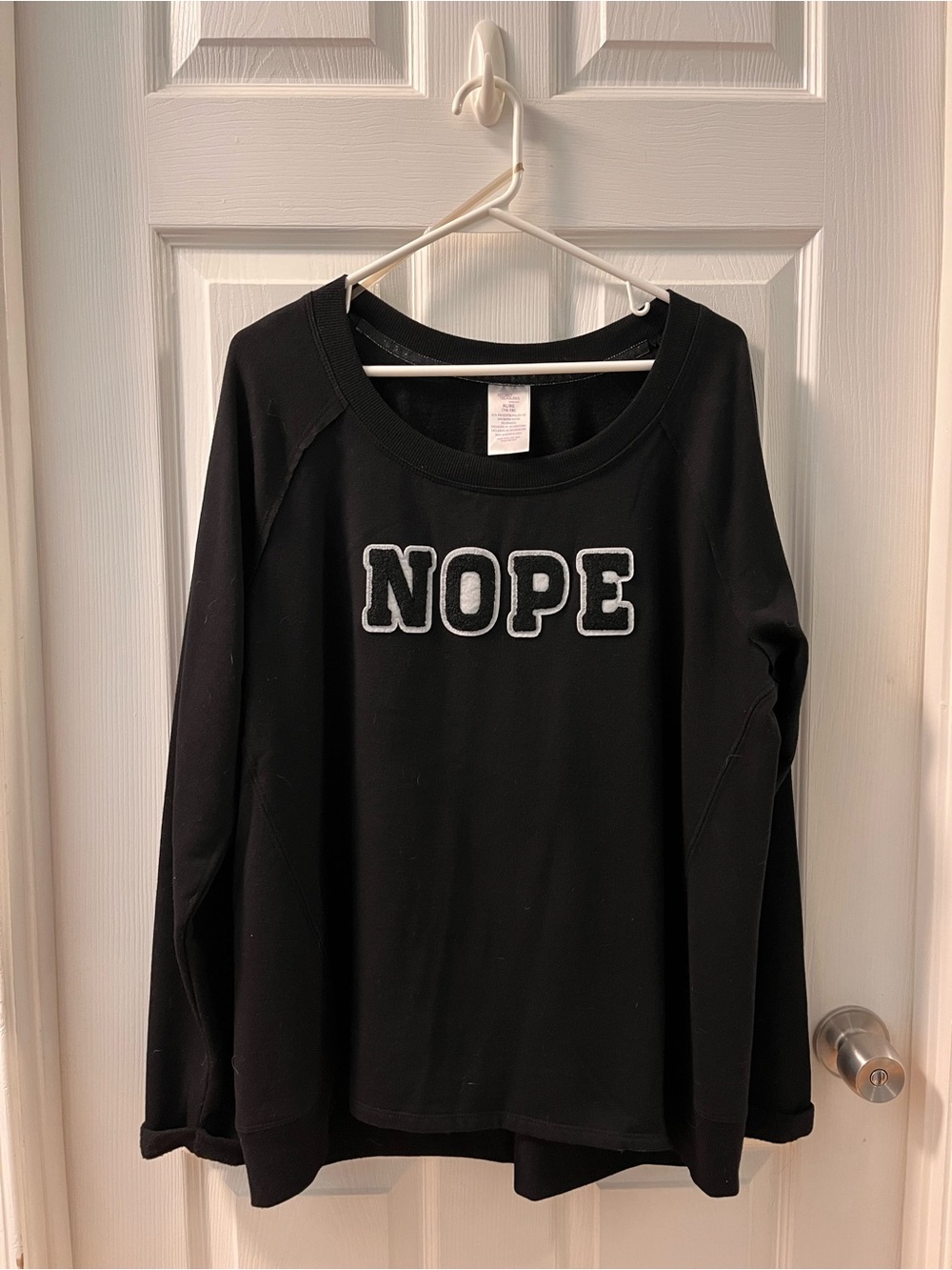 Secret Treasures Black Pullover Sweatshirt with "NOPE" Patch